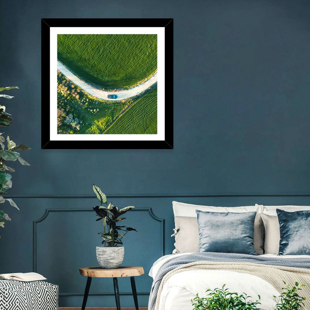 Aerial Farm Fields at Golden Hour Wall Art