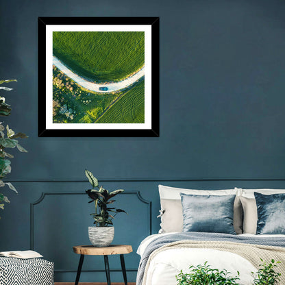 Aerial Farm Fields at Golden Hour Wall Art