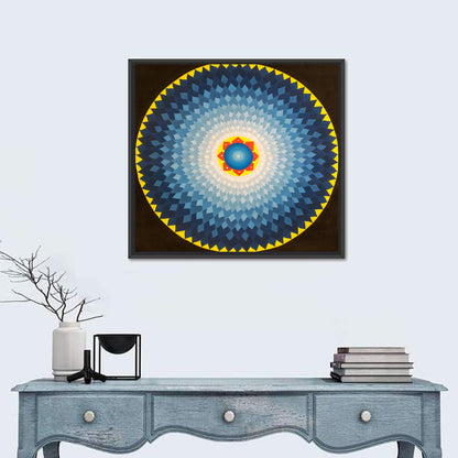 Radiant Blue Sunburst Mandala Wall Art