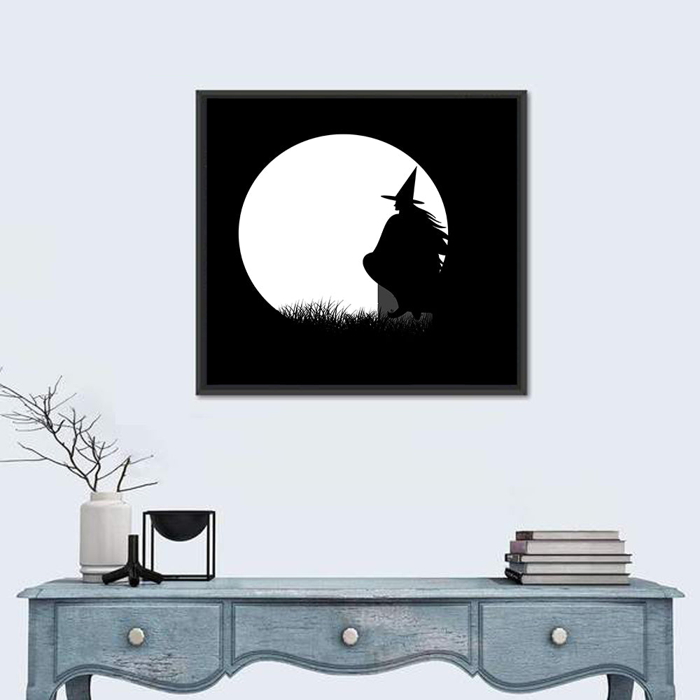 Witch and Moon Silhouette Wall Art