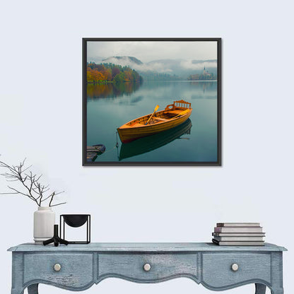 Tethered Boat on Lake Bled Wall Art