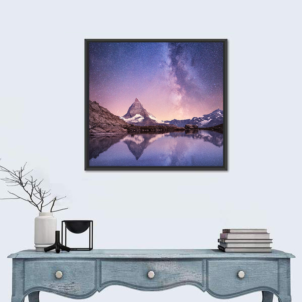 Matterhorn Starry Reflection Wall Art in a room, square