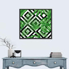 Tropical Geometric Leaves Pattern Wall Art