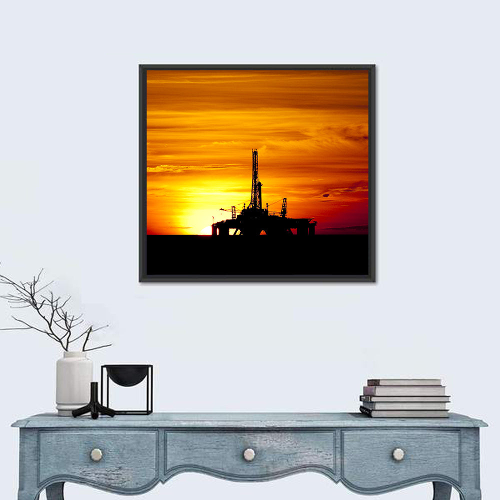 Offshore Oil Rig at Sunset Wall Art