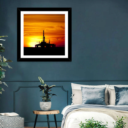 Offshore Oil Rig at Sunset Wall Art