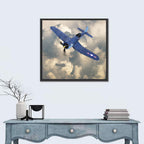 Wwii Fighter Plane Over Clouds Wall Art
