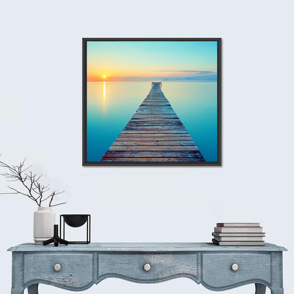 Wooden Footbridge at Sunset Wall Art