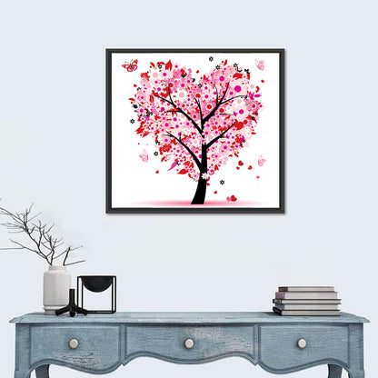 Pink Heart Tree Wall Art