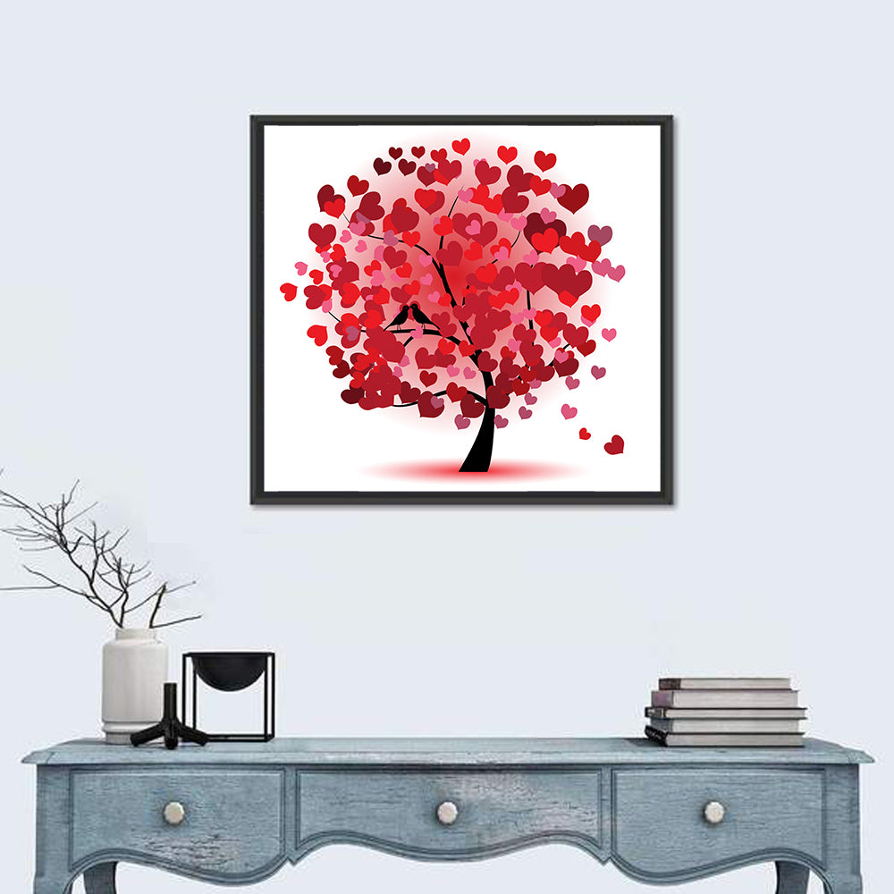 Heart Tree with Kissing Birds Wall Art