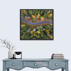 Aerial Autumn Forest Road Wall Art