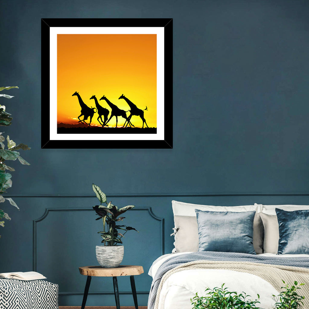 Savanna Giraffes at Sunset Wall Art