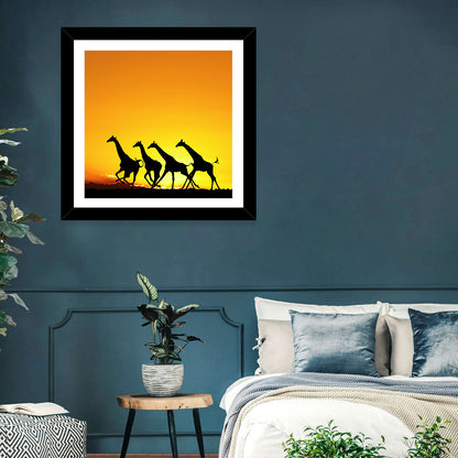 Savanna Giraffes at Sunset Wall Art