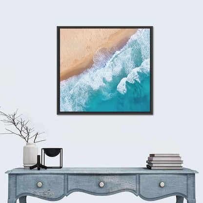 Aerial Turquoise Beach Waves Wall Art