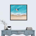 Centered Sailboat Over Turquoise Sea Wall Art