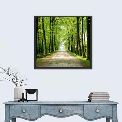 Sunlit Tree-lined Path Wall Art