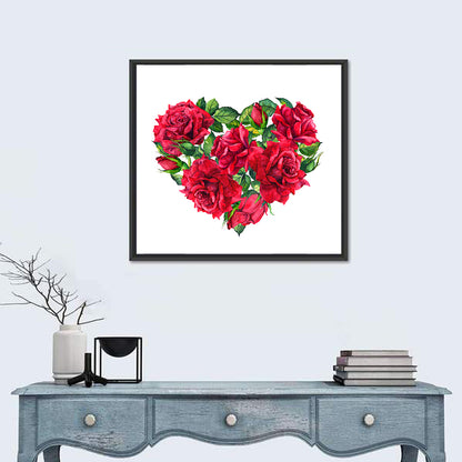 Watercolor Rose Heart Wall Art