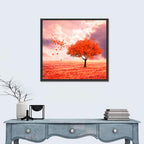Windblown Red Autumn Tree Wall Art