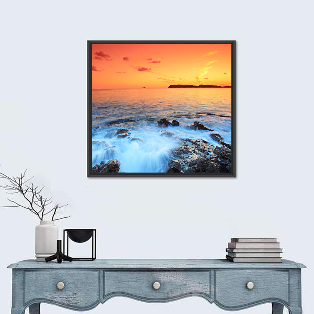 Dubrovnik Sunset Over Rocky Shore Wall Art