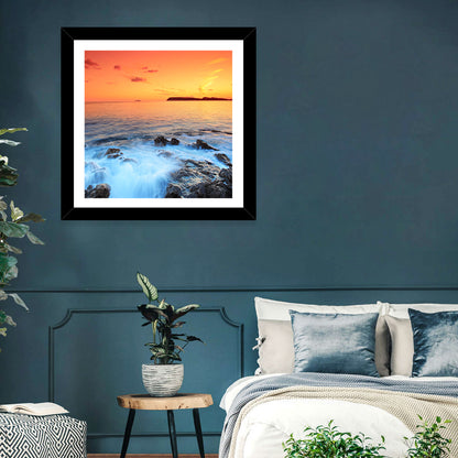 Dubrovnik Sunset Over Rocky Shore Wall Art