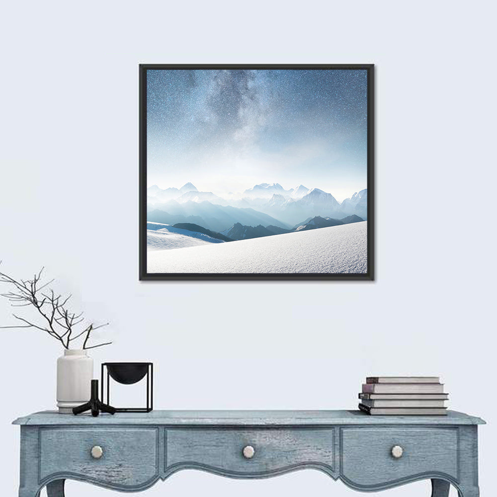 Starry Milky Way Over Snowy Peaks Wall Art