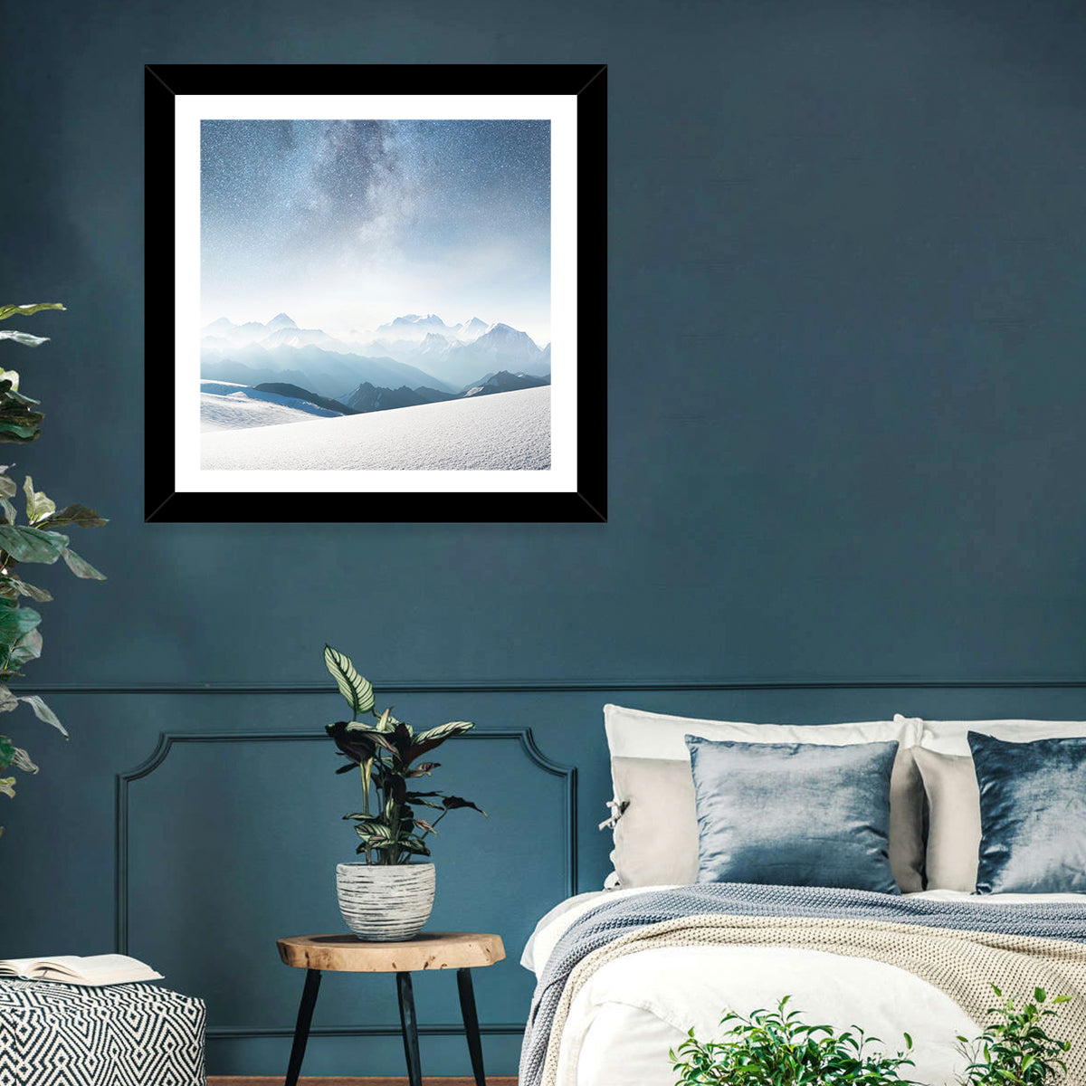 Starry Milky Way Over Snowy Peaks Wall Art