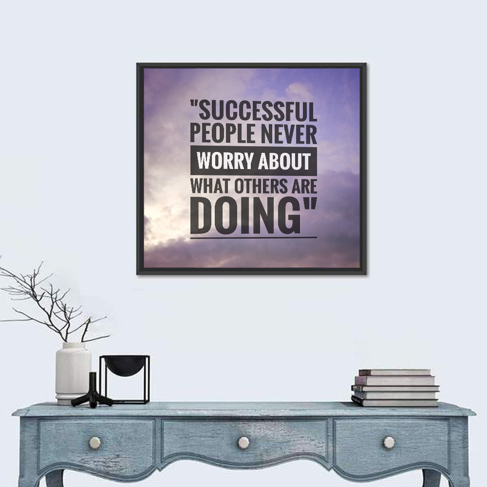 Successful People Never Worry Cloudy Sky Quote Wall Art