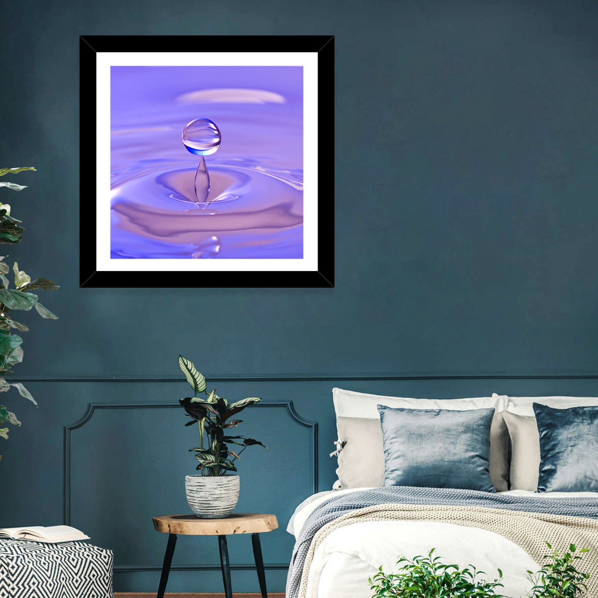 Purple Water Droplet Splash Wall Art