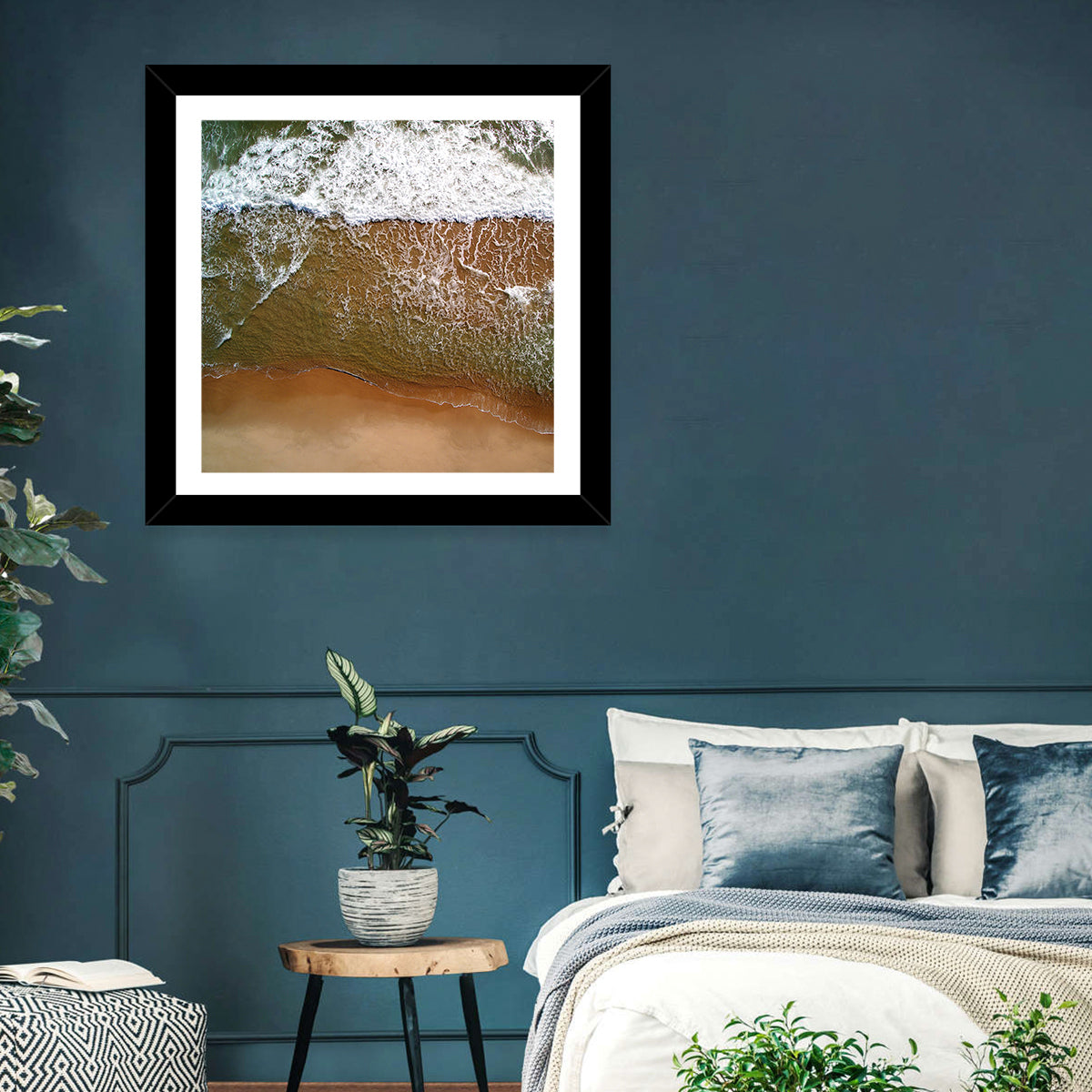 Misquamicut Beach Aerial View Wall Art in a room, square
