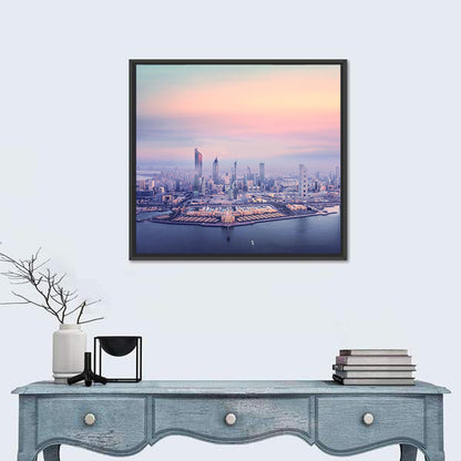 Kuwait City Twilight Skyline Wall Art