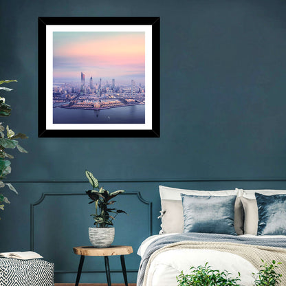 Kuwait City Twilight Skyline Wall Art