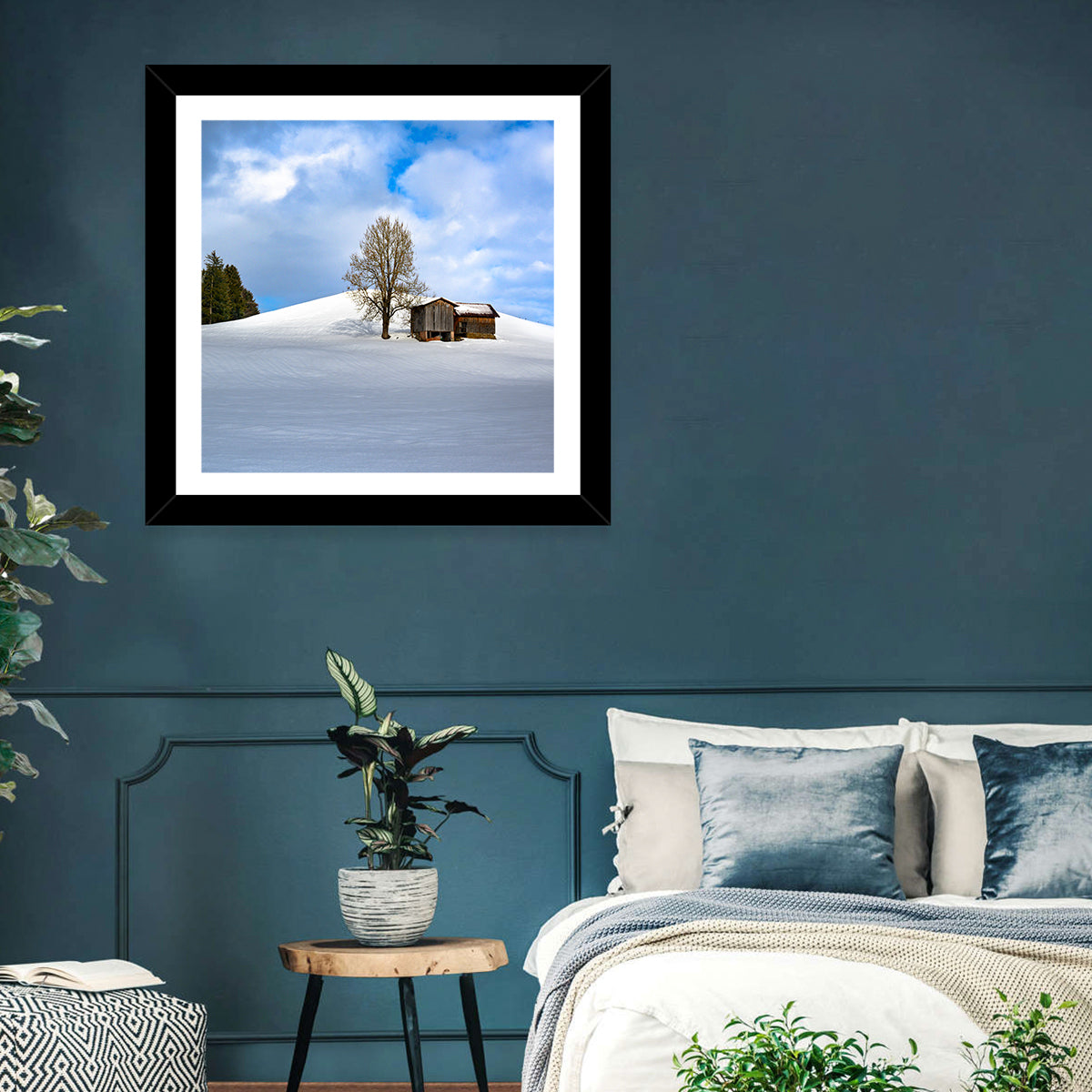 Rustic Barn on a Snowy Hill Wall Art