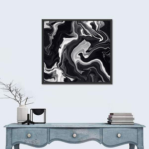 Flowing Black Marble Abstract Wall Art