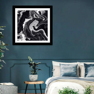 Flowing Black Marble Abstract Wall Art