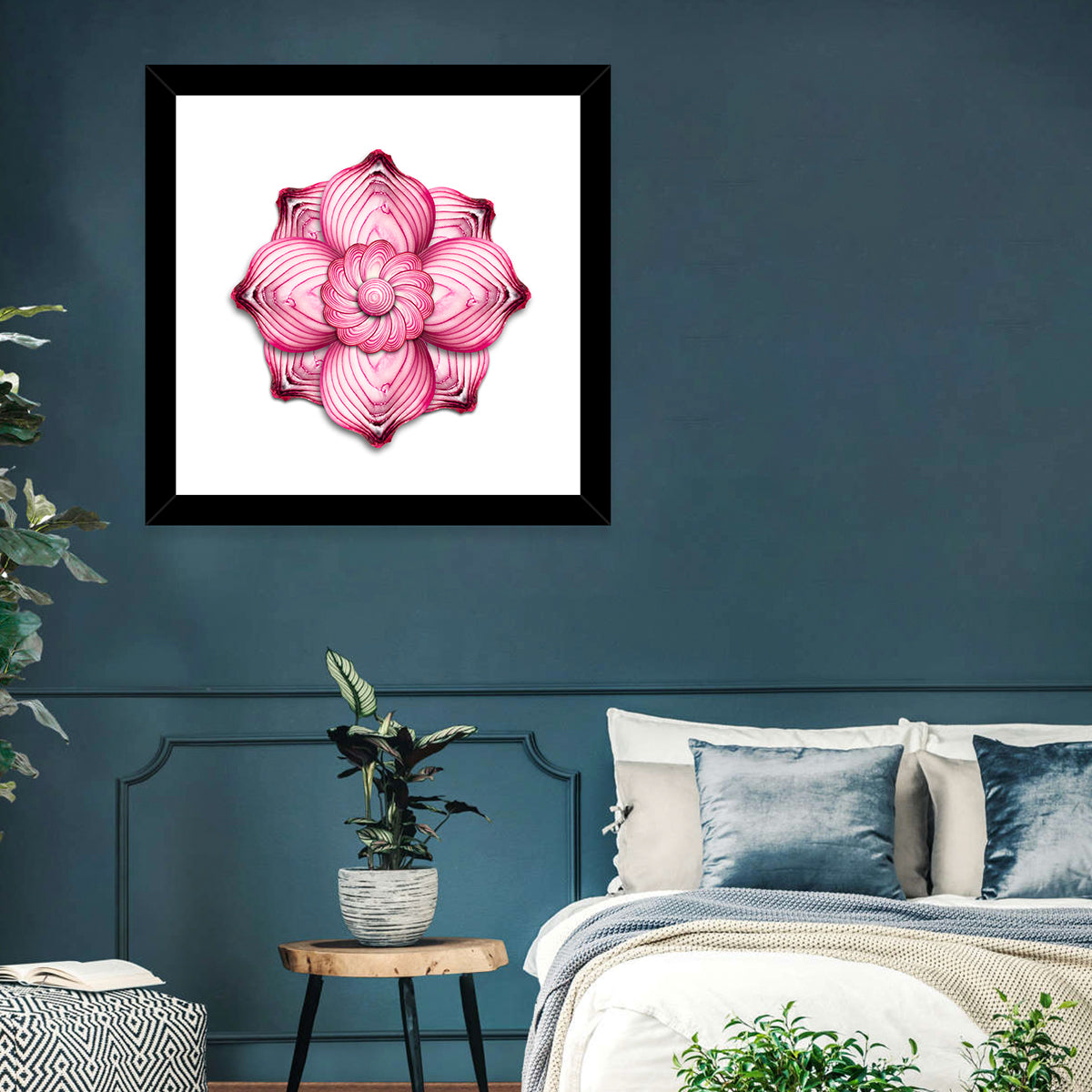 Red Onion Mandala Floral Pattern Wall Art