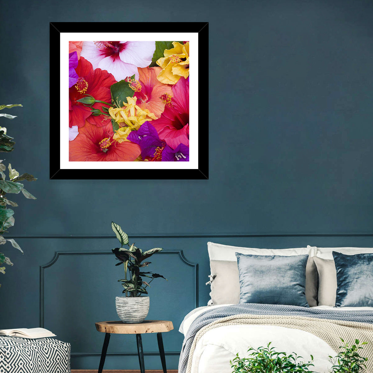 Tropical Bougainvillea and Hibiscus Bloom Wall Art