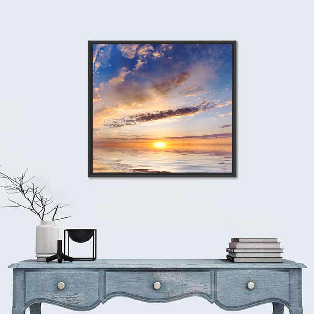Sunlit Clouds Over Calm Sea Wall Art