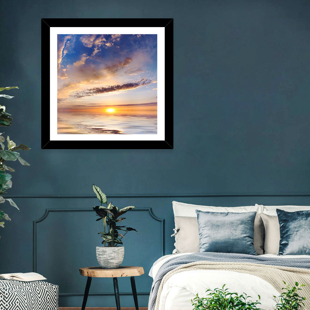 Sunlit Clouds Over Calm Sea Wall Art