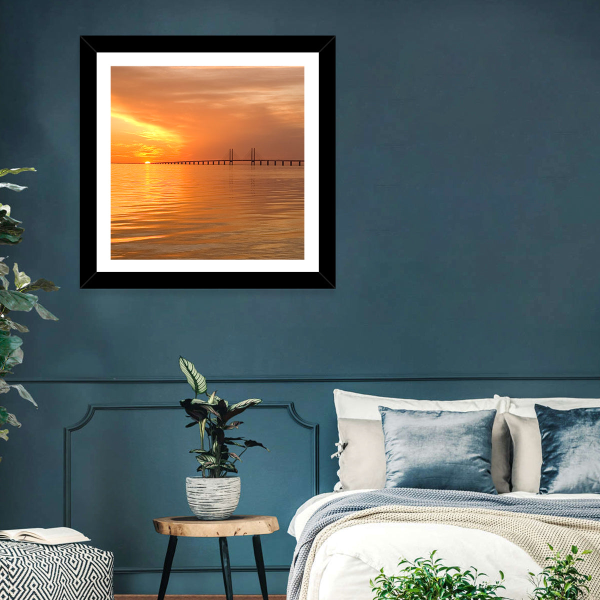 Øresund Bridge in Golden Light Wall Art