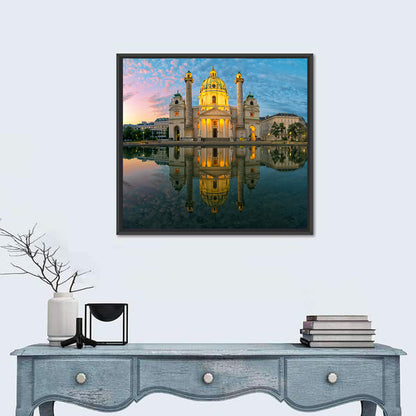 Karlskirche Golden Hour Reflection Wall Art