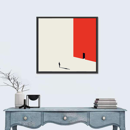 Solitary Figure with Red Door Wall Art