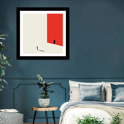 Solitary Figure with Red Door Wall Art
