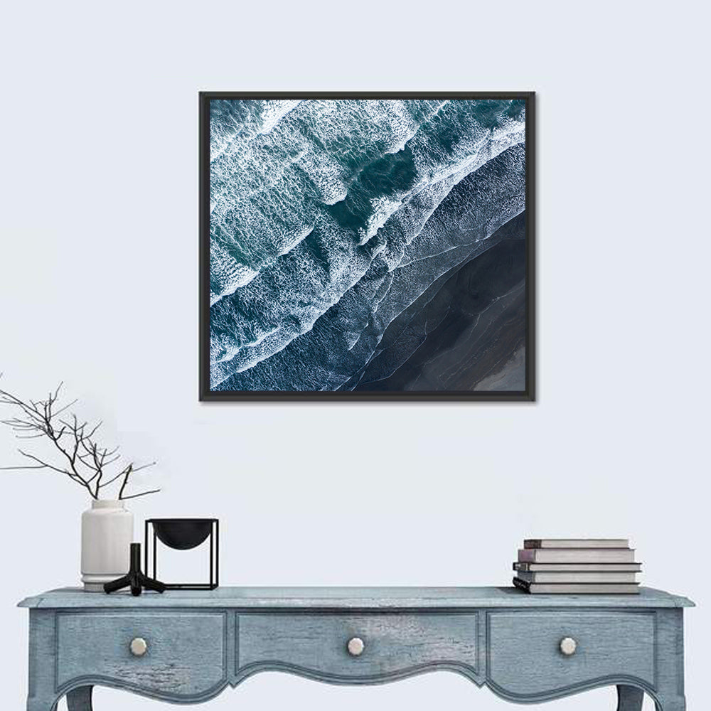 Volcanic Surf on Black Sand Wall Art