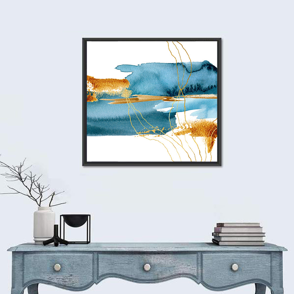 Underwater Plant Abstract Wall Art in a room, square