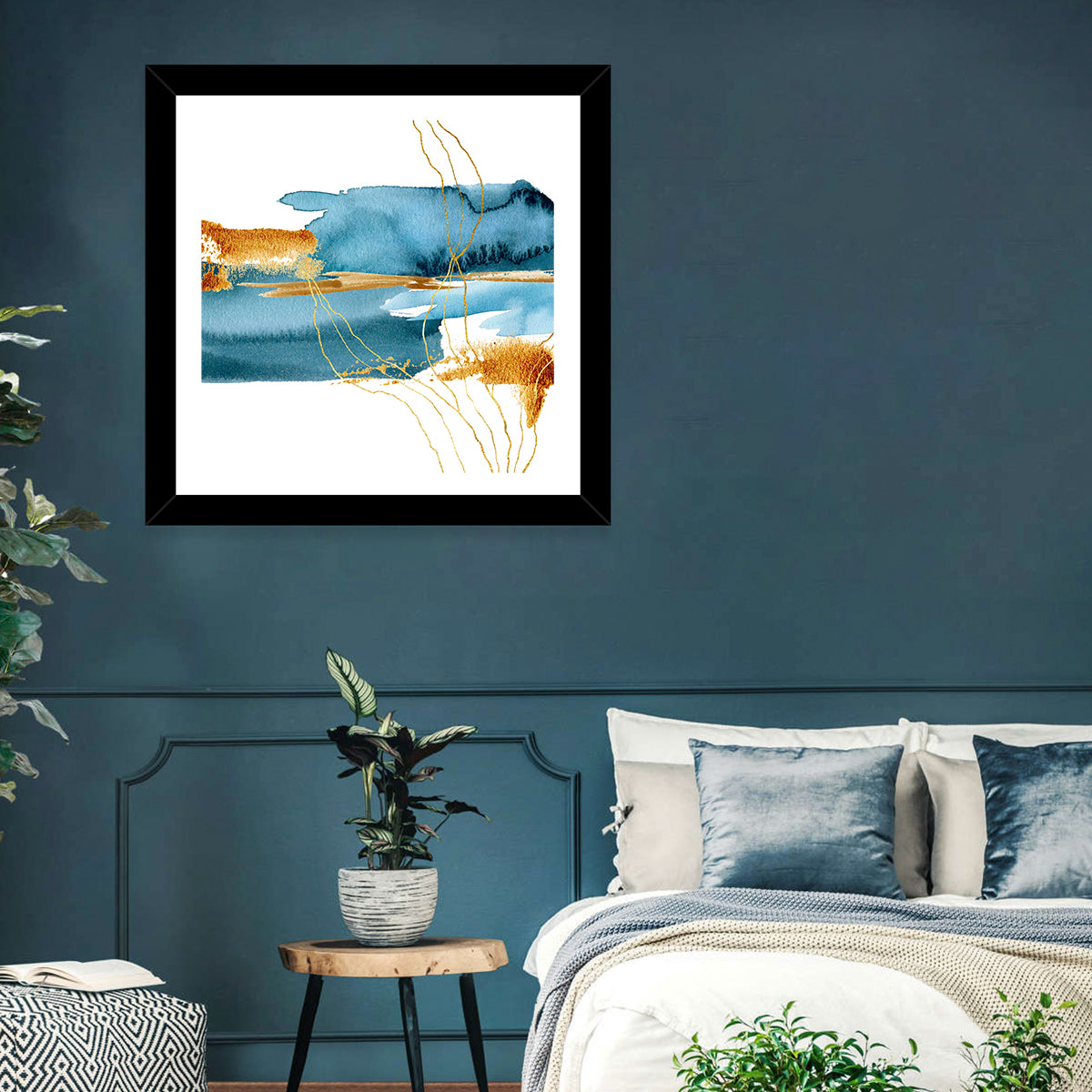 Underwater Plant Abstract Wall Art in a room, square