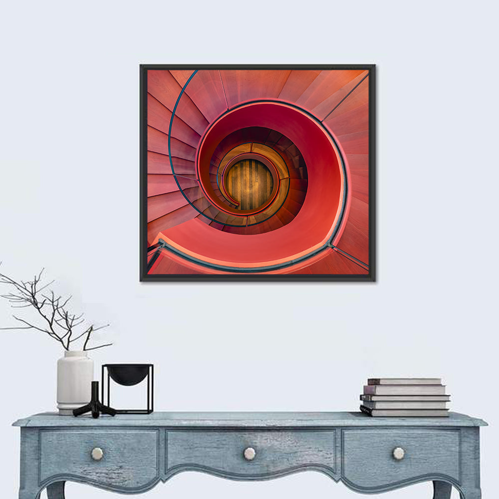 Red Spiral Staircase Wall Art