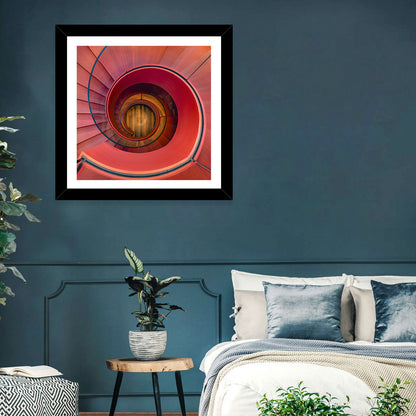 Red Spiral Staircase Wall Art