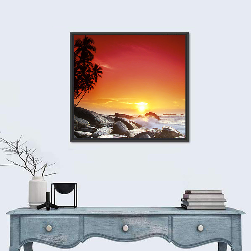 Tropical Island Sunset Wall Art