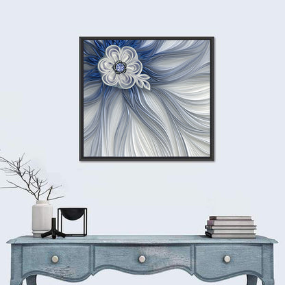 Fractal Flower with Blue Crystal Wall Art