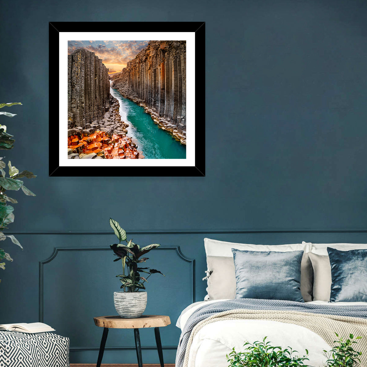 Stuðlagil Canyon Basalt Columns at Golden Hour Wall Art