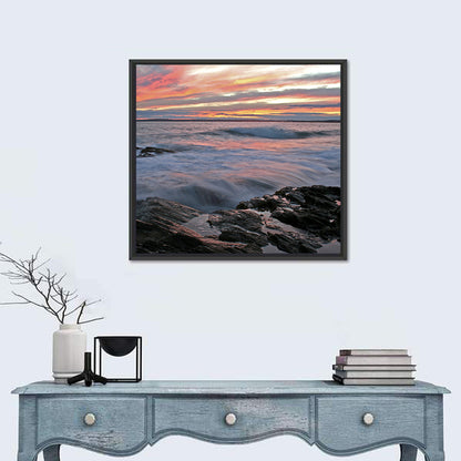 Rocky Coast Sunset Wall Art